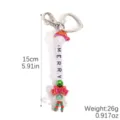 Christmas themed beaded keychain bag charm with metal clasp letter beads and cute bow design - Christmas Letter Beads Style (K2509-5)