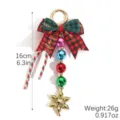 Christmas plaid bow beaded keychain with snowflake pendant, festive bag charm and lanyard. - Plaid Bowknot Snowflake Style (K2509-1)