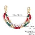 Christmas beaded bag strap charm keychain with red green beads and happy letters length 29cm - Red Green Crystal Happy Style (K2509-3)