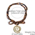 Leopard print ribbon necklace with golden spiral pendant, long bow design, fashion jewelry. - Leopard Spiral (N2506-8)