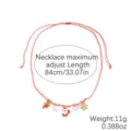 Christmas red braided rope necklace with cute Santa Claus snowflake charms adjustable length - Warm Winter Christmas Necklace (N2506-27)