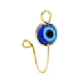 Gold evil eye nose ring detail shot, non-pierced body jewelry cuff showcasing delicate wire work. - 11# Evil Eye (Single)
