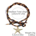 Leopard Print Fabric Necklace with Gold Starfish Pendant Long Choker Fashion Jewelry - Wild Pattern Starfish (N2506-9)