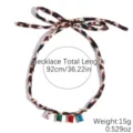 Leopard print silk scarf necklace with bow and colorful gemstone pendant charms. - Leopard Colorful Rhinestone (N2506-7)