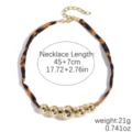 Leopard print silk scarf necklace with gold spheres, stylish fashion accessory jewelry for women. - Leopard Gold Beads (N2506-2)