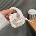 Borsa per auricolari lavorata a maglia carina gelato cartone animato portamonete ciondolo - Gelato con Strass / Crema