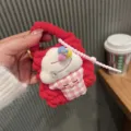 Borsetta per auricolari all'uncinetto gelato grazioso ciondolo borsa variante - Gelato con Strass / Rosso