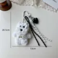Süßer West Highland White Terrier Plüsch Taschenanhänger Schlüsselanhänger mit Perlenkette. - Langhaariges Weißes Westie