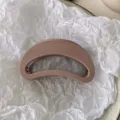 Matte brown crescent hair claw clip, large hollow minimalist hair accessory for women. - Khaki