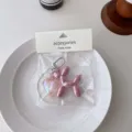 Acrylic balloon dog keychain bag charm, cute iridescent keyring pendant for creative DIY gifts. - Dusty Pink Iridescent