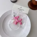 Cute acrylic balloon dog keychain with colorful mini pendant for creative DIY bag charm. - Rose Pink Iridescent