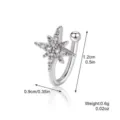 Pendiente de oreja en forma de estrella plateada y aro de nariz con circonitas 1ud - E2303-2 Plateado