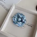 Blue tweed camellia brooch, elegant French style fabric flower pin and hair clip accessory. - Single Layer Blue Floral Brooch