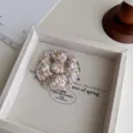 Elegant Tweed Camellia Brooch French Handmade Fabric Flower Pin Chic Women Accessory - Thickened Beige Floral Brooch
