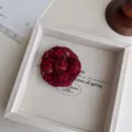 Elegant red tweed camellia flower brooch handmade fabric pin for women fashion accessory - Thickened Red Floral Brooch