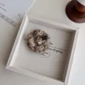 Handmade tweed camellia brooch pin, elegant French style fabric flower apparel accessory. - Thickened Beige Coffee Tweed + Number 5 Brooch