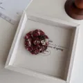 Handmade tweed camellia brooch, French vintage fabric flower pin for women clothing accessory. - Thickened Red Coffee Tweed + Number 5 Brooch