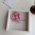 Pink tweed camellia flower brooch and hair clip, elegant French handmade fabric floral accessory. - Thickened Pink Floral Tweed Brooch