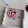 Elegant pink tweed camellia flower brooch with number 5 accent, perfect for chic outfits. - Thickened Pink Floral Tweed + Number 5 Brooch