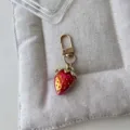 Red gradient strawberry metal keychain and cute bag charm pendant for women and girls variant. - Solid Red Strawberry