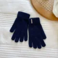 Damen Winter Strickhandschuhe dunkelblau kuschelig warm Touchscreen Kaeltehandschuhe - Einheitsgröße / Marineblau