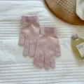 Rosa Strickhandschuhe mit Spitze, warme Herbst und Winter Fingerhandschuhe für Damen. - Einheitsgröße / Rosa