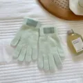 Damen Herbst Winter hellgruene Strickhandschuhe niedlicher Spitzenaufnäher warm stilvoll - Einheitsgröße / Hellgrün
