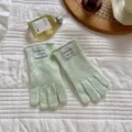 Cómodos guantes de punto en mezcla de pelo de conejo con suaves puños acanalados. - Talla única / Verde Fruta