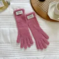 Pink fuzzy winter gloves touchscreen warm knitted gloves cozy cute cold weather gloves - One Size / Rose Pink