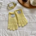 Guantes de invierno de punto mezcla de lana para mujer, diseño cálido y cómodo, moda diaria casual - Talla única / Amarillo Queso