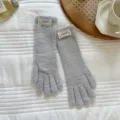 Cozy fuzzy winter gloves for women soft knitted warm touchscreen cute solid color everyday wear - One Size / Gray