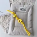 Handmade woven bag pendant cute yellow rope braided charm accessory ins style daily use - Yellow