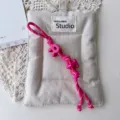 Pink braided nylon cord bag charm with letter pendants stylish accessory for daily use - Rose Red