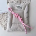 Pink handmade woven rope lanyard strap with letter charm, stylish bag charm and keychain. - Pink