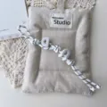Handwoven ins-style lanyard keychain with black and white braided rope and letter beads. - White