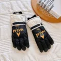 Winter waterproof thermal ski gloves for outdoor cycling, warm fleece lined snow mittens. - Kids Size (Ages 6-12) / Black