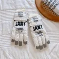 Warm winter ski gloves with waterproof non-slip design and fleece lining for outdoor sports. - One Size / White