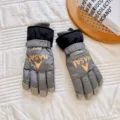 Thickened waterproof ski gloves for winter outdoor sports, warm fleece cycling gloves. - Gray