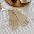 Damen Rippstrick warme Handschuhe Winter thermisch Touchscreen Split-Finger Handschuhe beige - Einheitsgröße / Beige