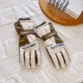 Winter thermal waterproof ski gloves for men, windproof touch screen snow sports gear. - Coffee
