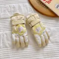 Kinder Winter Skihandschuhe wasserdicht verdickt warm Plüsch rutschfest Touchscreen fünf Finger - Passend für 6-12 Jahre / Katzenstern Gelb