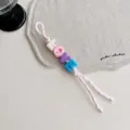Bunte Perlen Buchstaben Tasche Anhänger Dopamin Stil Gewebtes Seil Schlüsselanhänger - Hellbunt LOVE Rosa-Weißes Seil