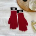 Verdichtete farbblockierte Strickhandschuhe für Herbst und Winter, warmer Touchscreen-Stil. - Einheitsgröße / Roter Farblock