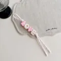 Dopamin Ästhetik Acryl Perlen Buchstabe geflochtene Seil Tasche Anhänger Liebe. - Hellrosa Love