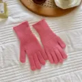 Damen Rippstrick warme Handschuhe Winter kuschelig rosa Einfarbig Fingerhandschuhe neu - Einheitsgröße / Pfirsichrosa