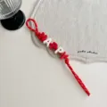 HAPPY bunte buchstaben perlen geflochtene kordel taschenanhanger dopamin schlusselanhanger - Rot HAPPY