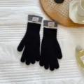 Farbblock Strickhandschuhe Winter warme Touchscreen Handschuhe grau schwarz Mode Bekleidung - Einheitsgröße / Schwarz Farbblock