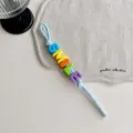 Colorful letter beaded bag charm braided rope cute pendant accessory for handbag backpack - Light Colorful Blue Pink Rope SMILE