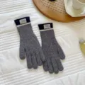 Grey blue colorblocked split finger knitted gloves, warm and cozy winter accessories. - One Size / Gray Patchwork