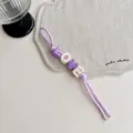 Dopamine acrylic letter bead braided rope bag pendant, colorful chic accessory for purse. - Light Purple LOVE